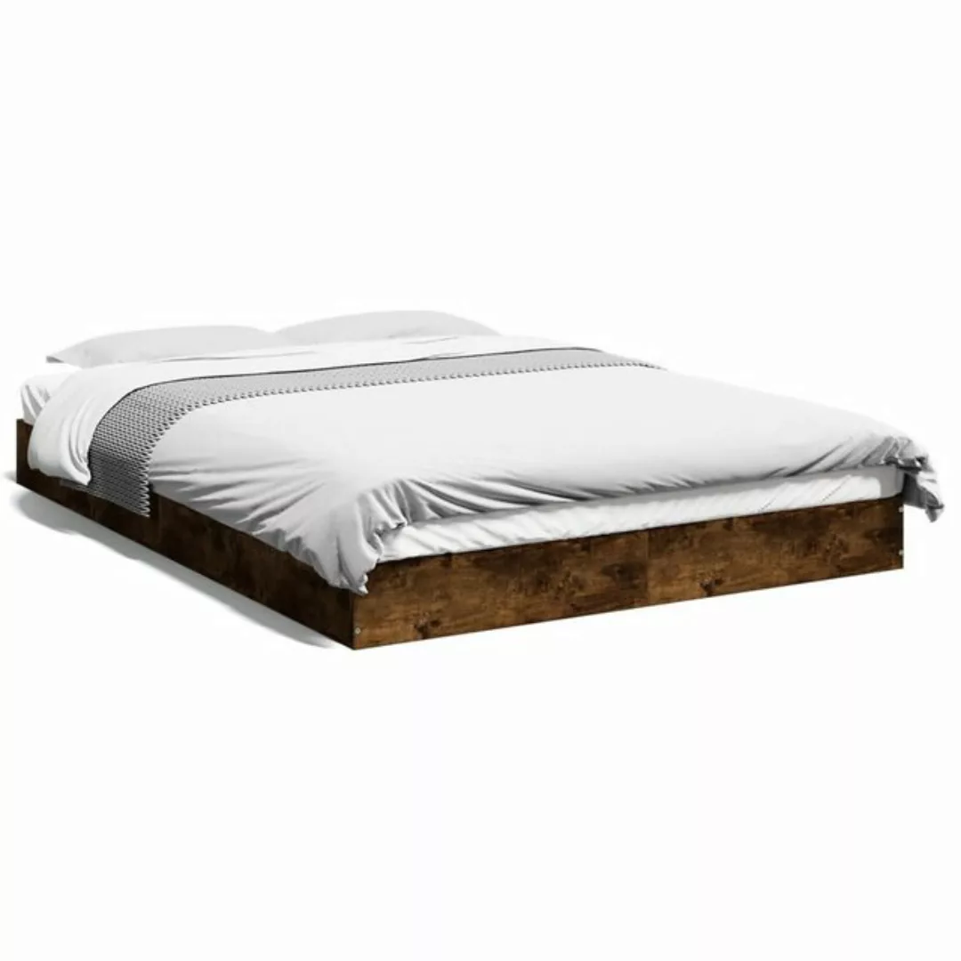 vidaXL Bett Bettgestell Räuchereiche 135x190 cm Holzwerkstoff günstig online kaufen