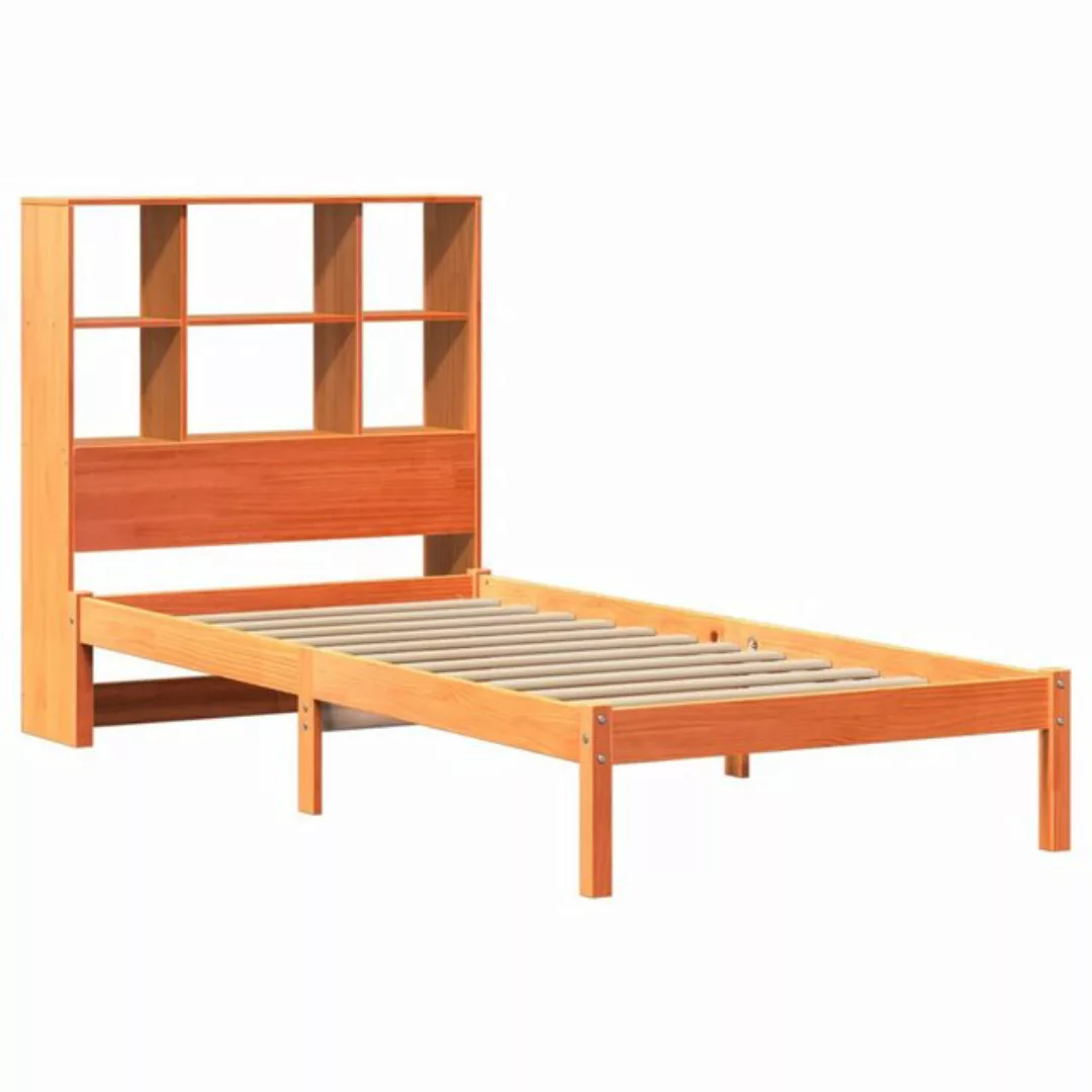 vidaXL Bett Massivholzbett mit Regal ohne Matratze Wachsbraun 75x190 cm günstig online kaufen