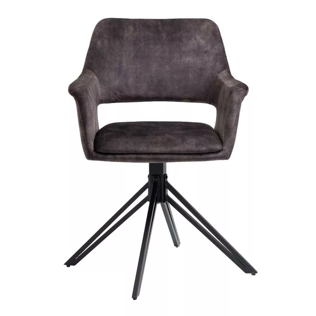 Drehbare Esstisch Stühle aus Samt Gestell aus Metall (2er Set) günstig online kaufen