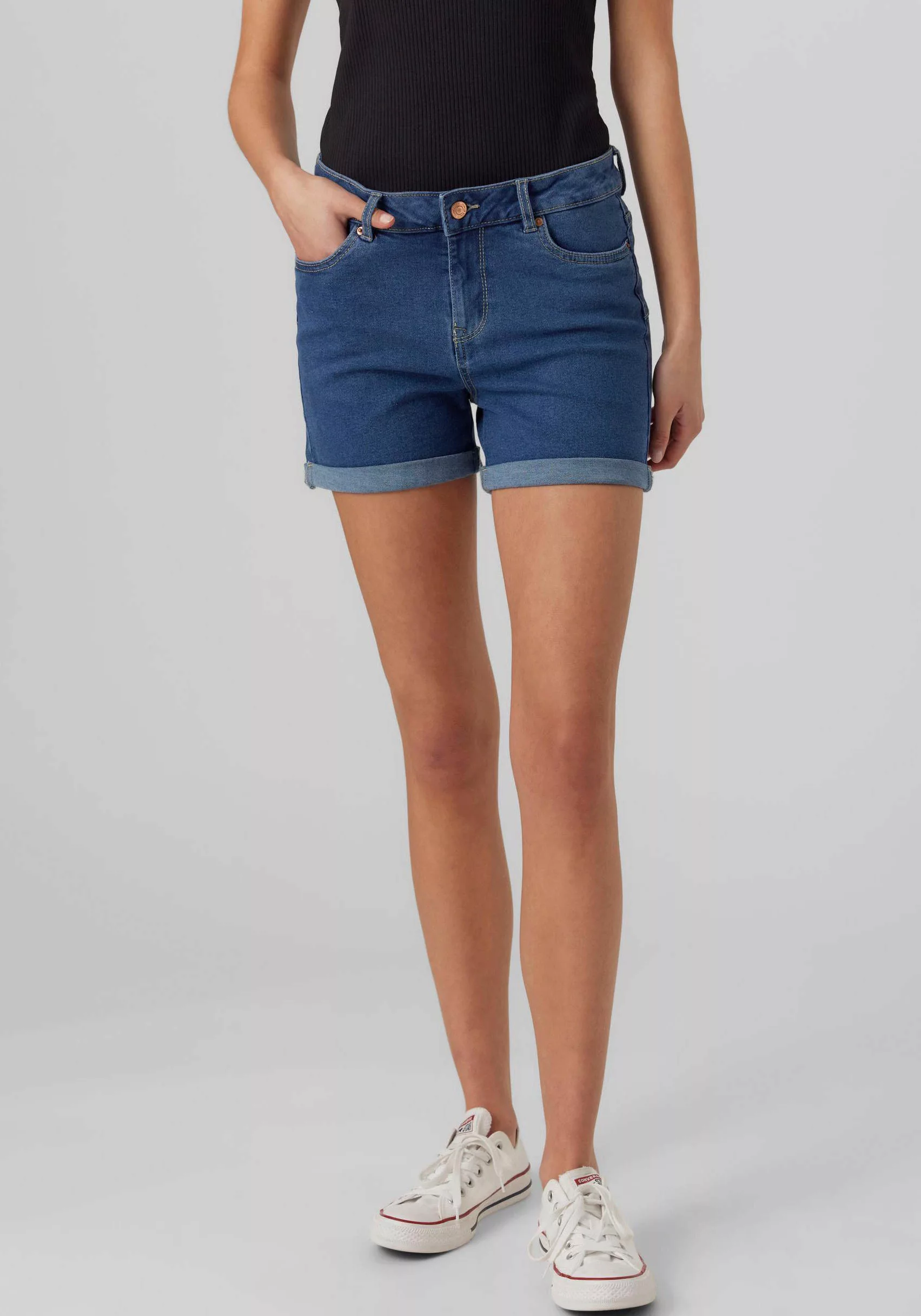 Vero Moda Jeansshorts "VMLUNA MR FOLD SHORTS MIX GA NOOS", mit Umschlagsaum günstig online kaufen