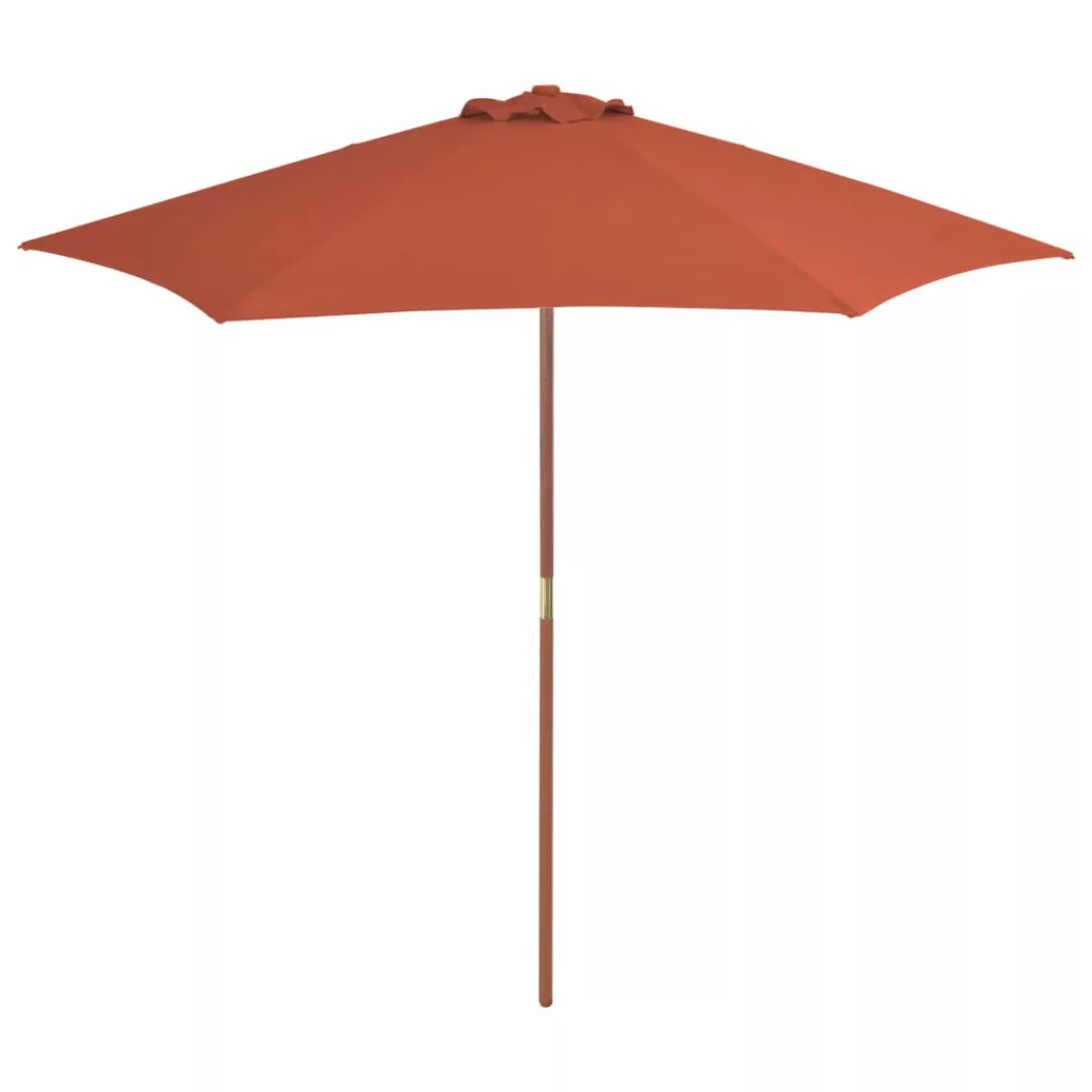 Sonnenschirm Mit Holz-mast 270 Cm Terrakotta günstig online kaufen