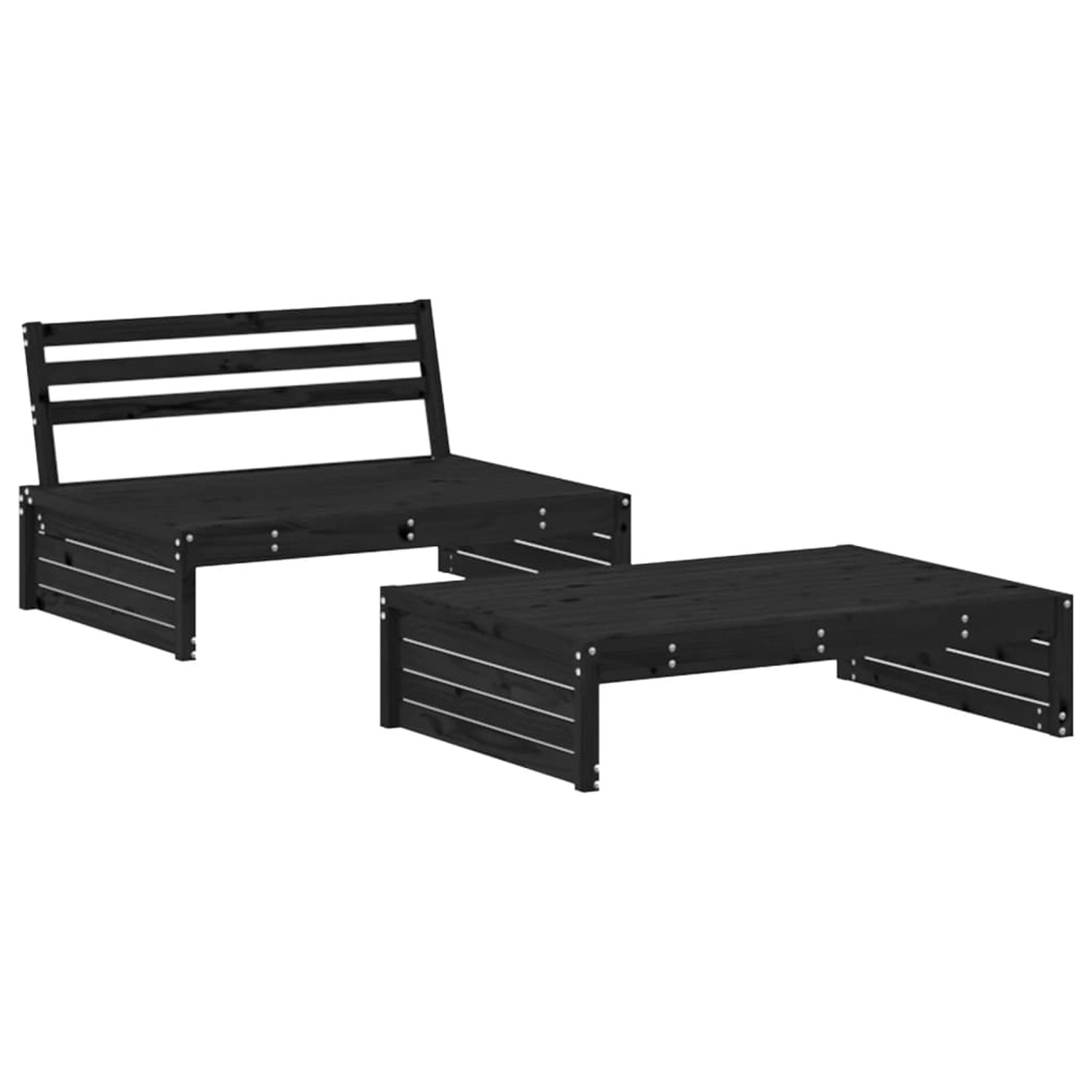 vidaXL 2-tlg Garten-Lounge-Set Schwarz Massivholz Kiefer Modell 3 günstig online kaufen