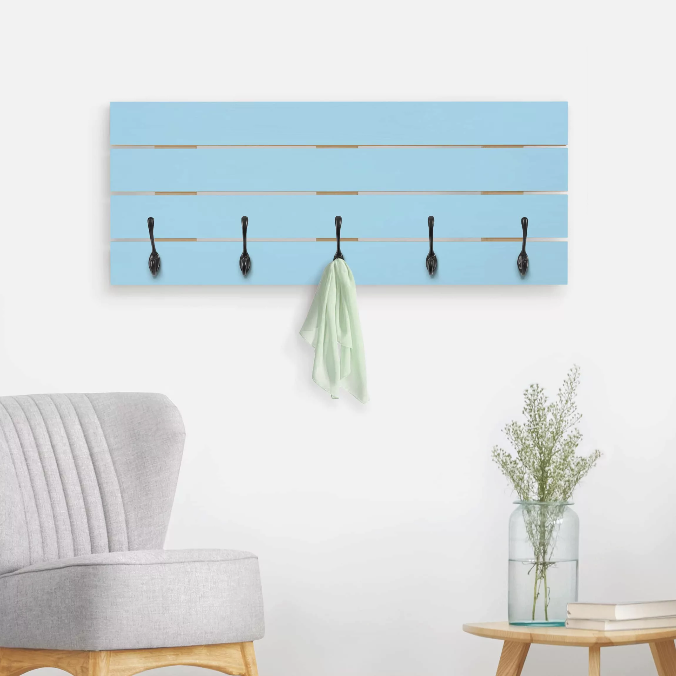 Wandgarderobe Holzpalette Unifarben Pastellblau günstig online kaufen