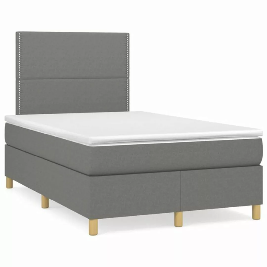 furnicato Bett Boxspringbett mit Matratze Dunkelgrau 120x200 cm Stoff günstig online kaufen