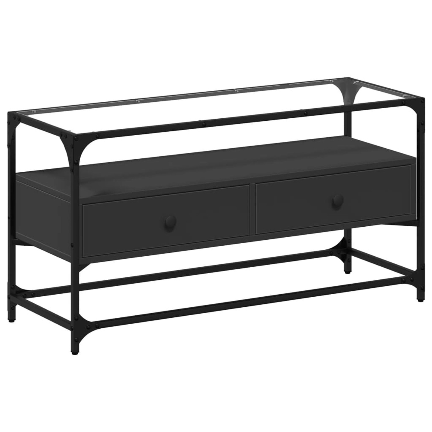 VidaXL TV-Schrank mit Glasplatte Schwarz 98x35x51 cm Holzwerkstoff günstig online kaufen