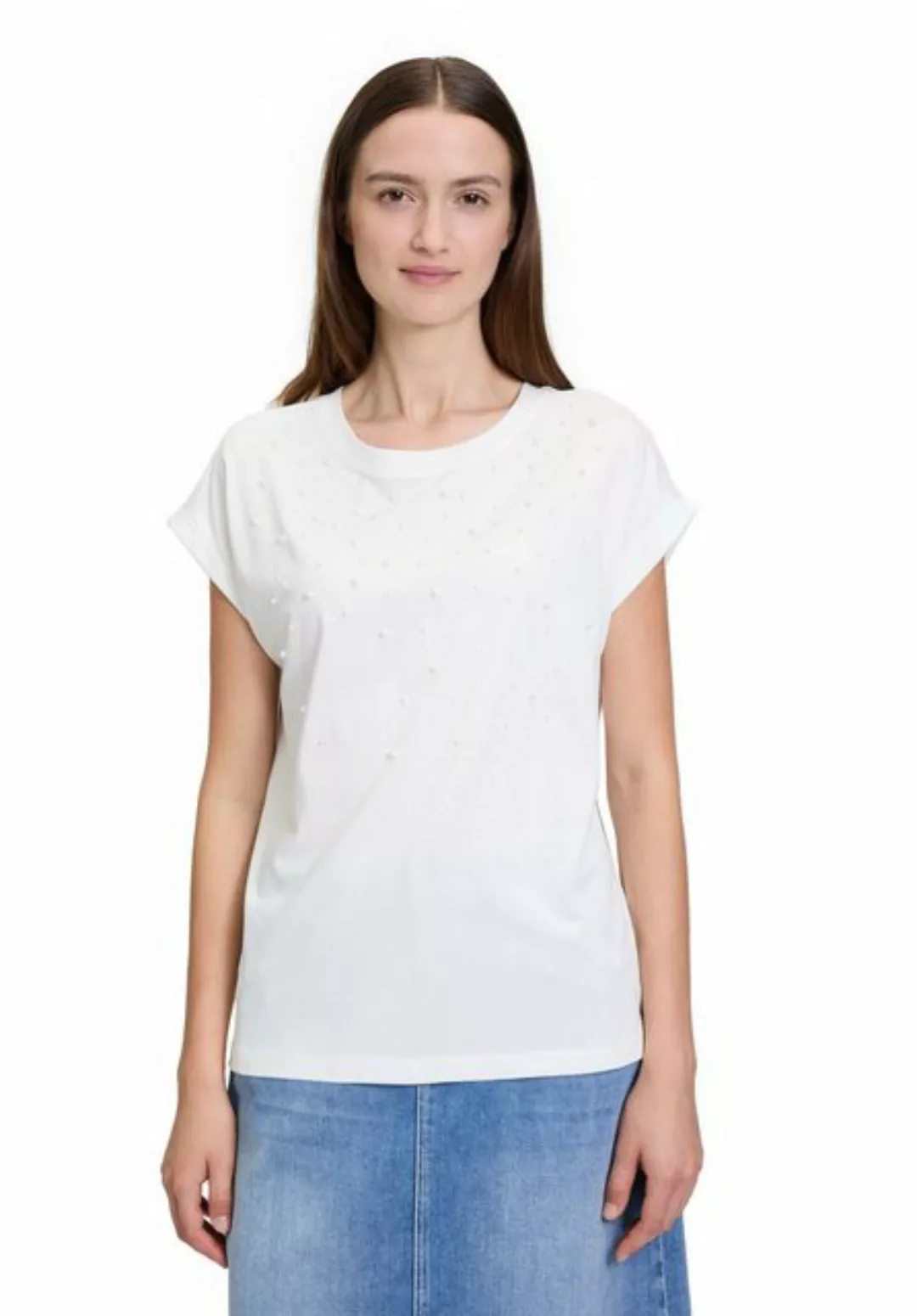 Betty&Co Kurzarmshirt Betty & Co Casual-Shirt mit Perlen (1-tlg) Perlen günstig online kaufen