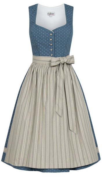 Nübler Trachtenkleid Midi Dirndl Felicitas in Rauchblau von Nübler günstig online kaufen