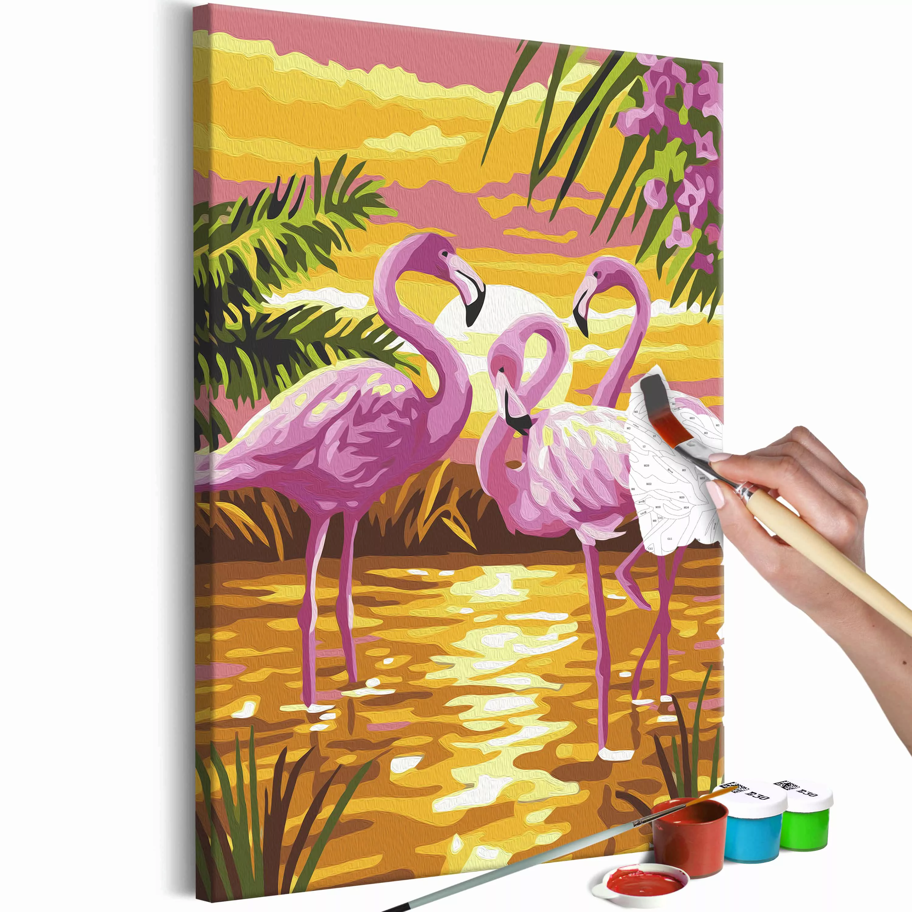 Malen nach Zahlen - Flamingo Family günstig online kaufen