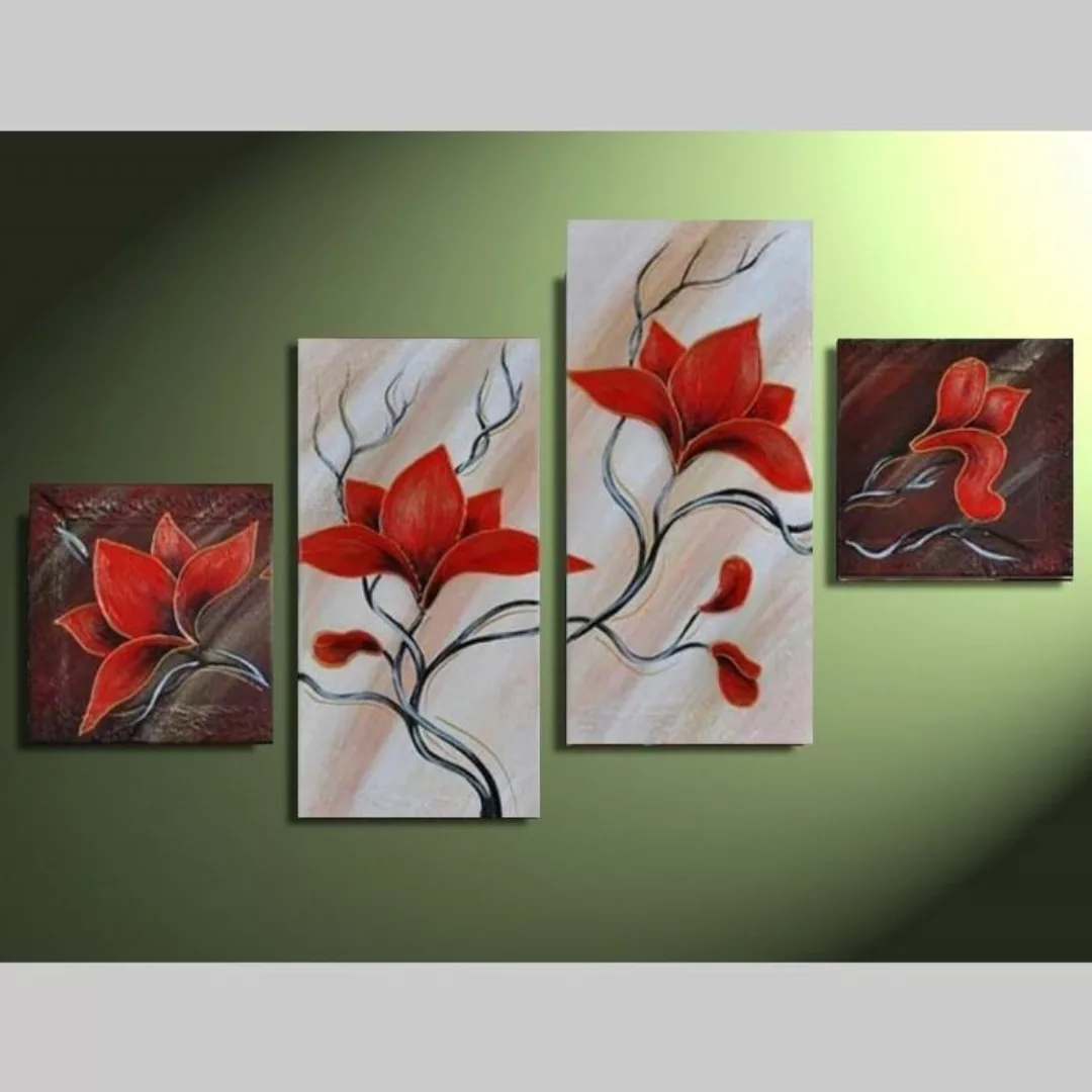 4 Leinwandbilder MAGNOLIA (1) 80 x 50cm Handgemalt günstig online kaufen