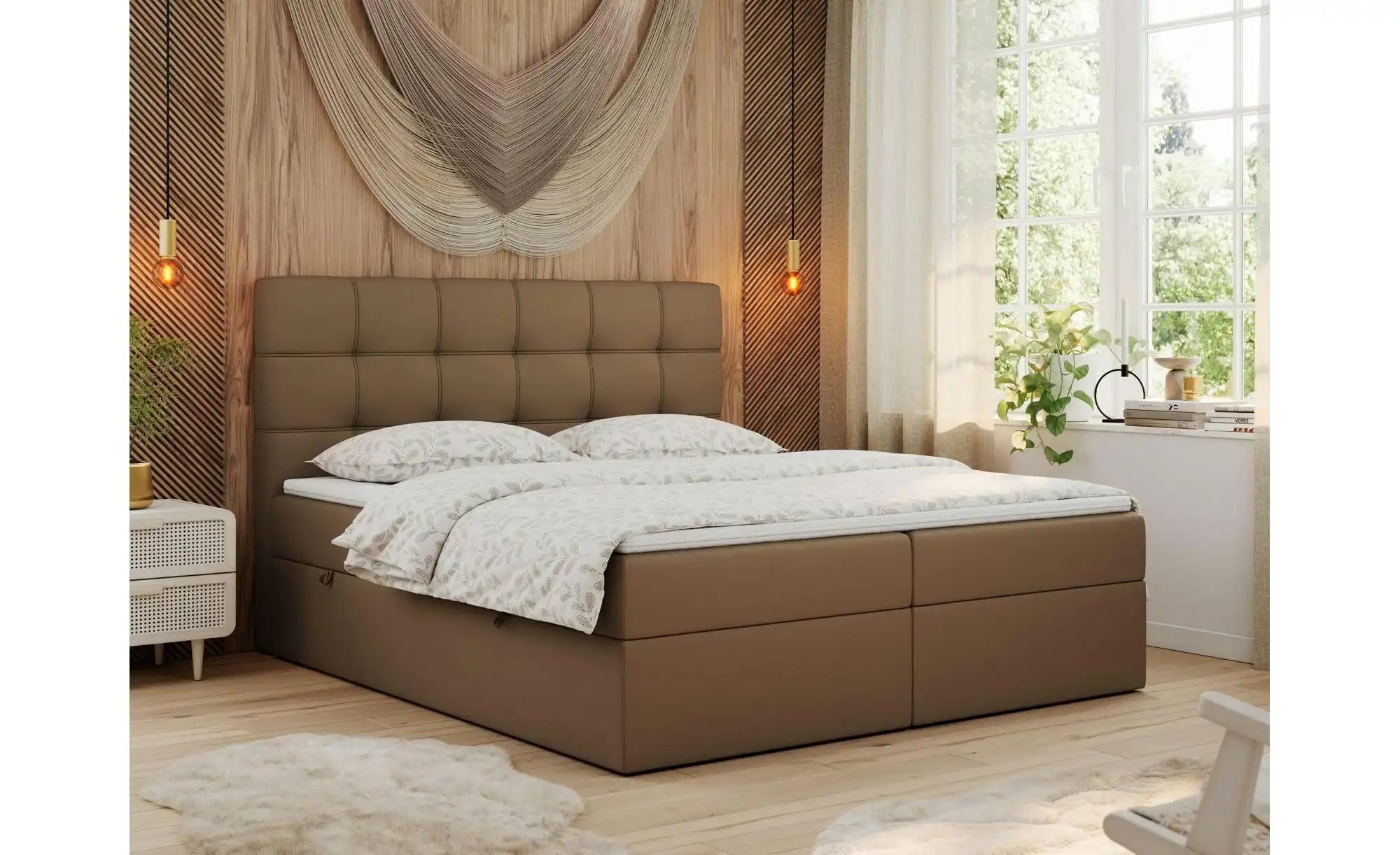 Boxbett mit Bettkasten Erni ¦ braun ¦ Maße (cm): H: 110 Betten > Polsterbet günstig online kaufen
