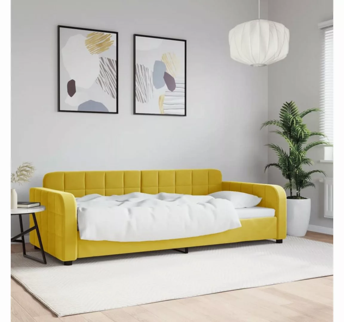 vidaXL Gästebett Tagesbett Gelb 90x200 cm Samt Gästebett Gästecouch Gästeso günstig online kaufen