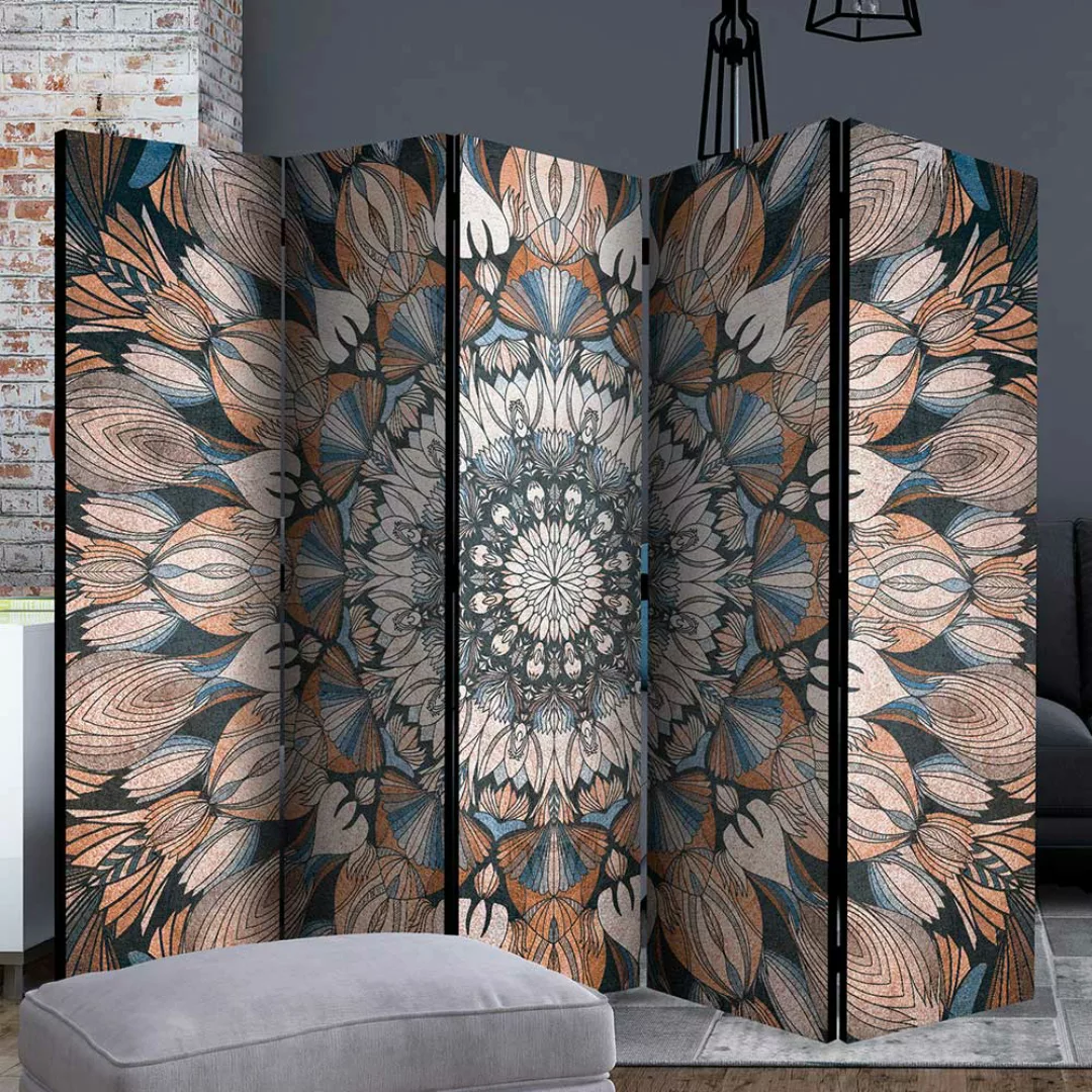 Raumtrenner Paravent mit Leinwand Füllung Mandala Motiv günstig online kaufen