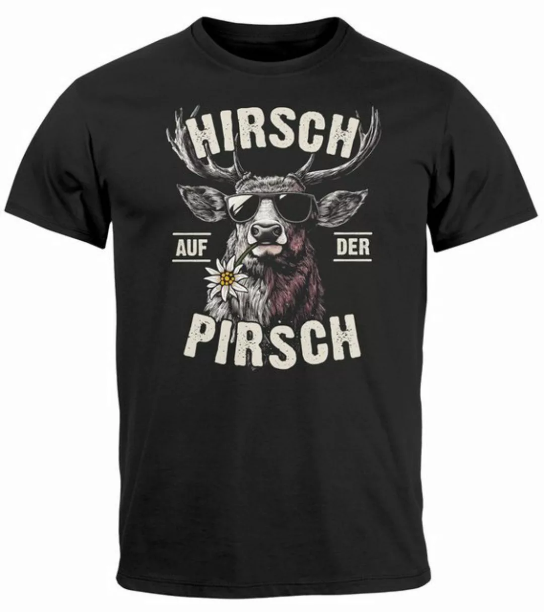 MoonWorks Print-Shirt Herren T-Shirt Tracht Hirsch auf der Pirsch Fun-Shirt günstig online kaufen