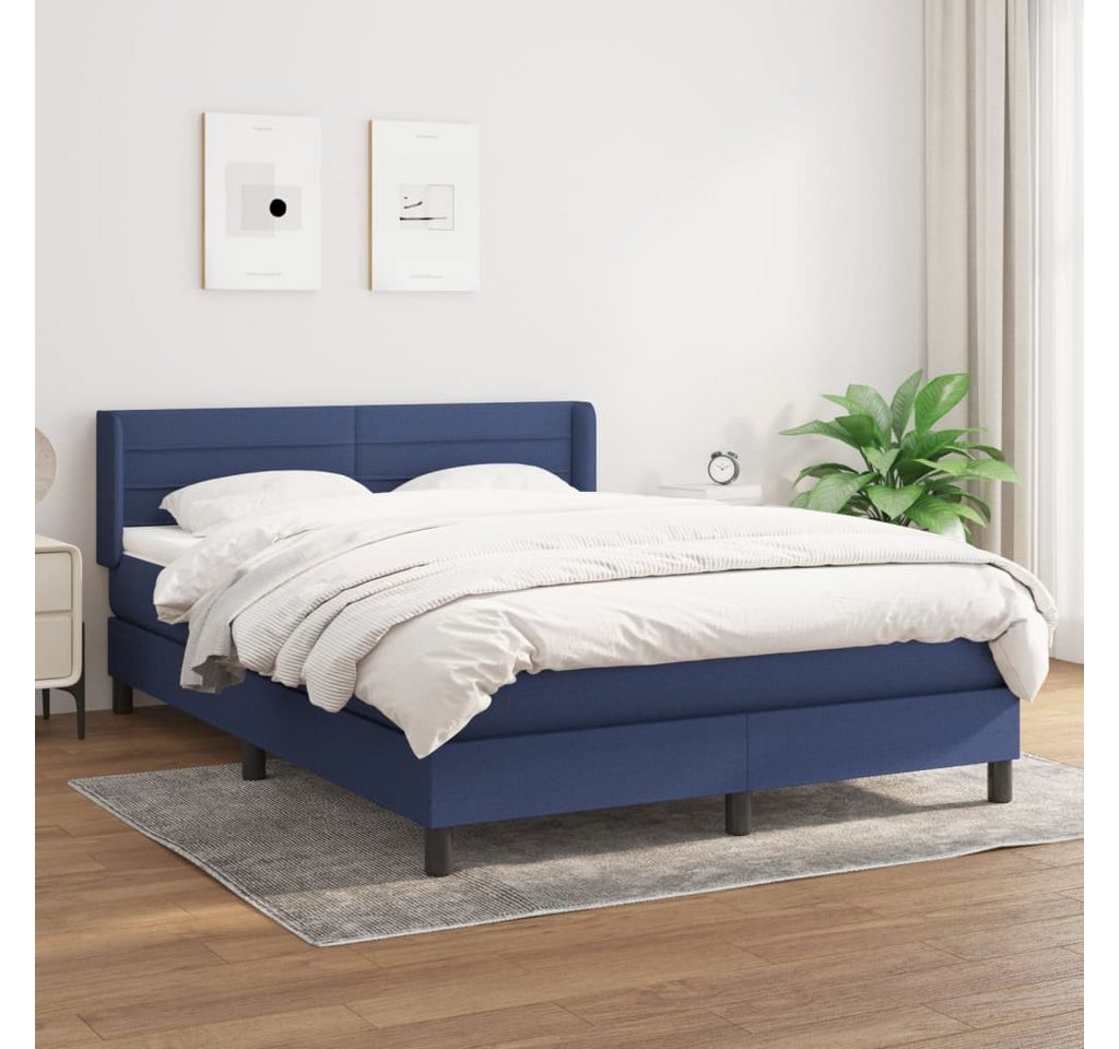 vidaXL Boxspringbett Boxspringbett mit Matratze Blau 140x200 cm Stoff Bett günstig online kaufen