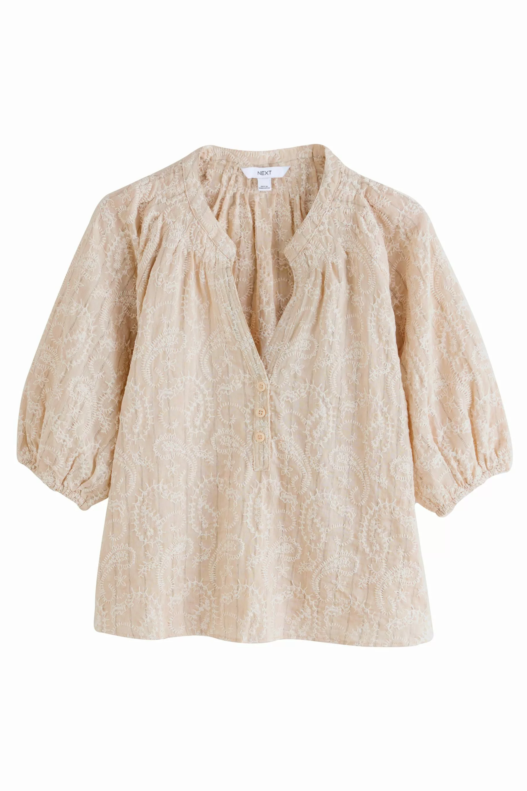 Next Kurzarmbluse Gestreifte Bluse mit Stickerei günstig online kaufen