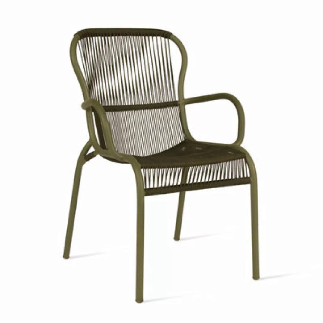 Stapelbarer Sessel Loop plastikmaterial textil grün / Bespannung handgefloc günstig online kaufen