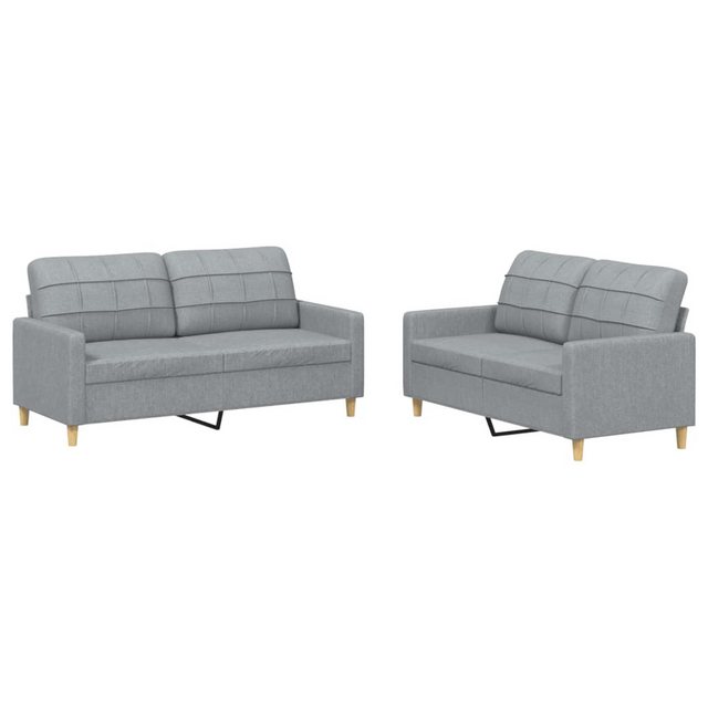 vidaXL Sofa Sofagarnitur mit Kissen Stoff, Standard, Hellgrau günstig online kaufen