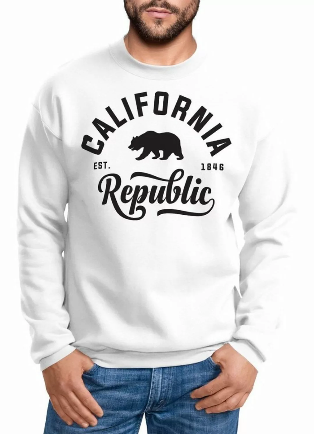 Neverless Sweatshirt Schöner California Republic Herren Pullover Sweatshirt günstig online kaufen