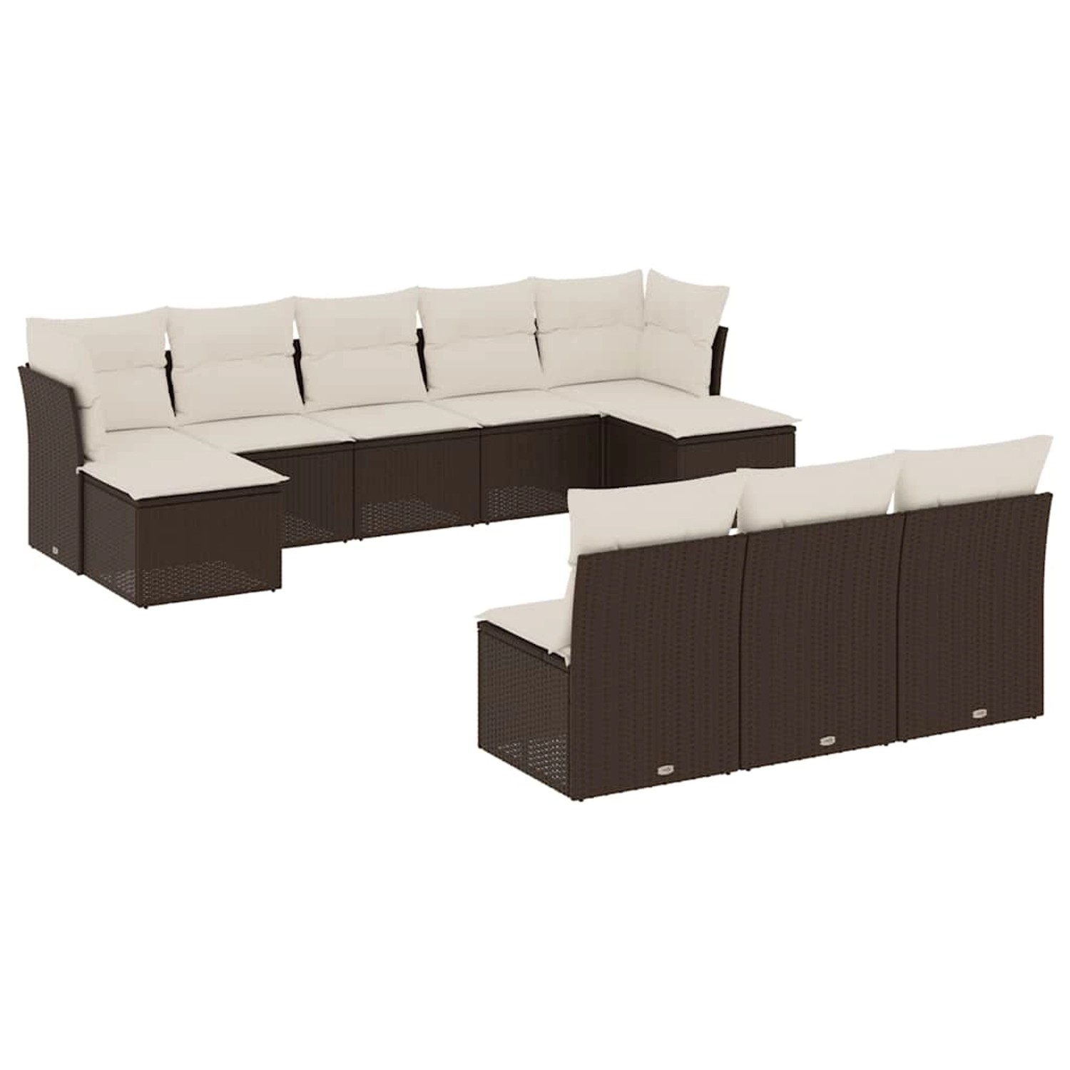 vidaXL 10-Tlg Garten-Sofagarnitur mit Kissen Braun Poly Rattan 3218293 günstig online kaufen