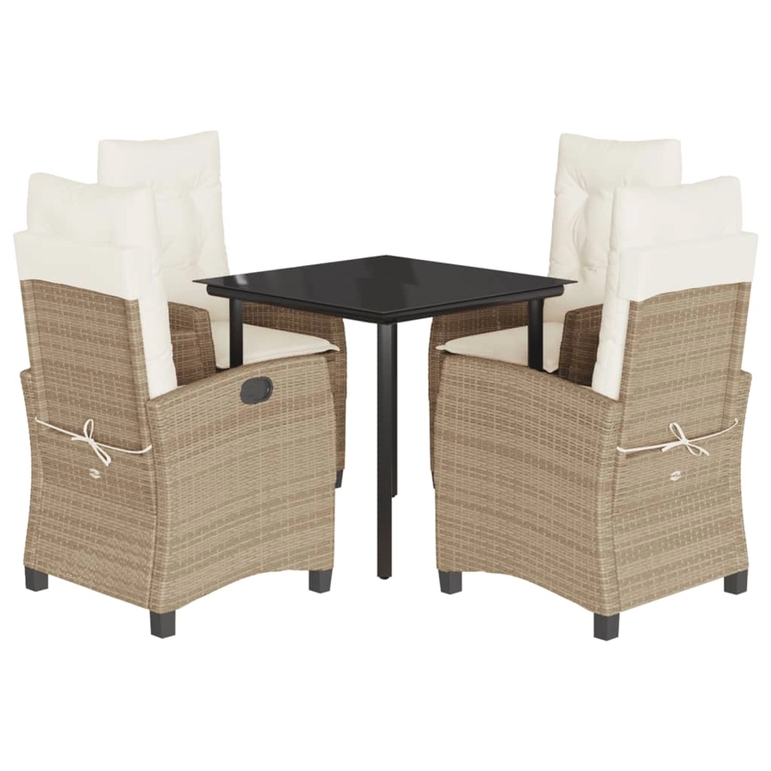 vidaXL 5-Tlg Garten-Essgruppe mit Kissen Beige Poly Rattan 3212813 günstig online kaufen