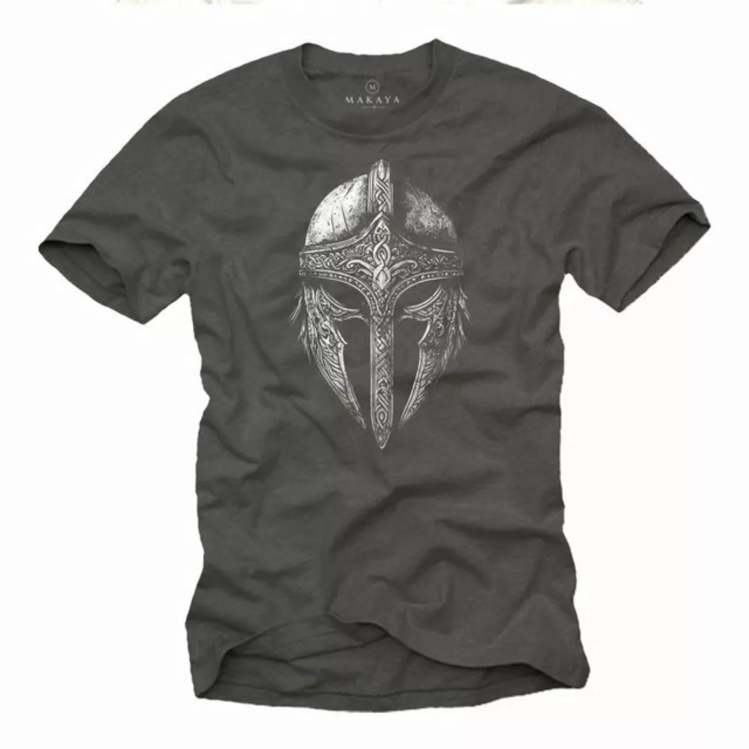 MAKAYA T-Shirt Wikinger Aufdruck Helm Motiv Viking Design für Männer (Schwa günstig online kaufen