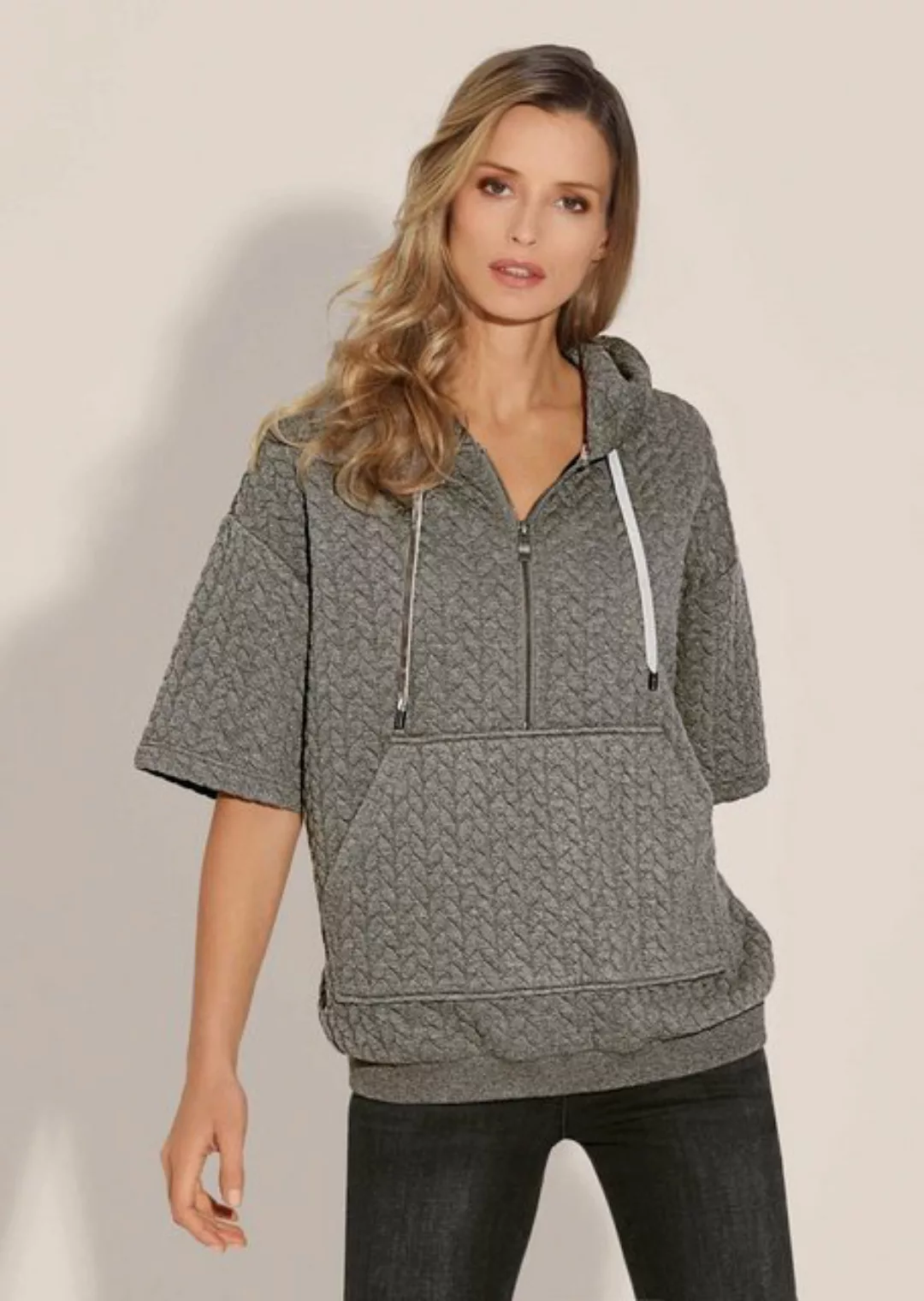 MADELEINE Kurzarmshirt Halbarm-Sweatshirt mit Kapuze günstig online kaufen