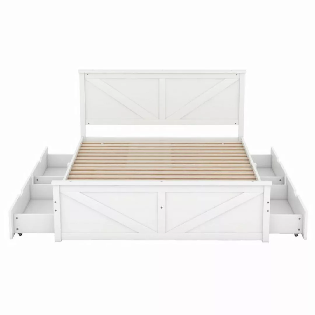 REDOM Funktionsbett 160x200cm Einfaches Holzpritschenbett mit vier Schublad günstig online kaufen
