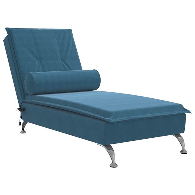 vidaXL Chaiselongue Massage-Chaiselongue mit Nackenrolle Blau Samt, 1 Teile günstig online kaufen