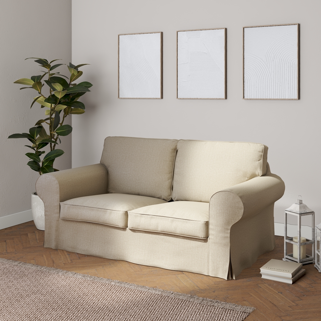 Bezug für Ektorp 2-Sitzer Sofa nicht ausklappbar, beige- grau, Sofabezug fü günstig online kaufen