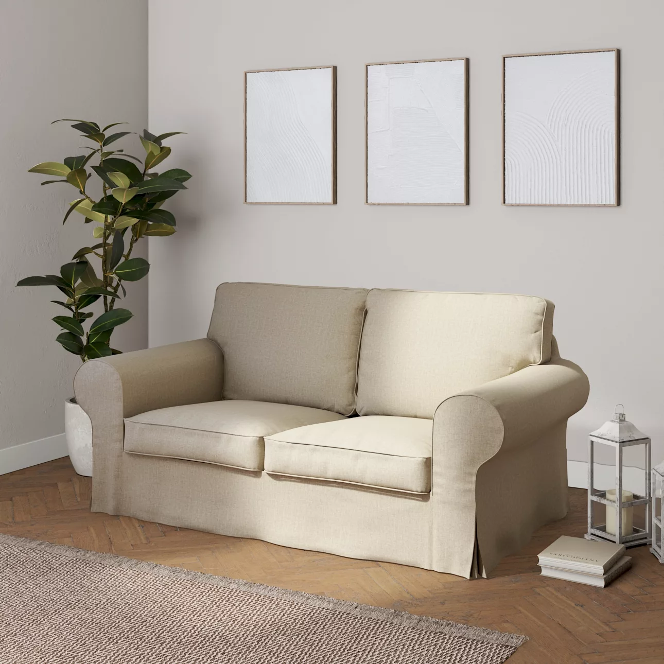 Bezug für Ektorp 2-Sitzer Schlafsofa ALTES Modell, beige- grau, Sofabezug E günstig online kaufen