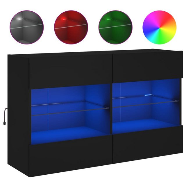 vidaXL TV-Schrank TV-Wandschrank mit LED-Leuchten Schwarz 98,5x30x60,5 cm günstig online kaufen