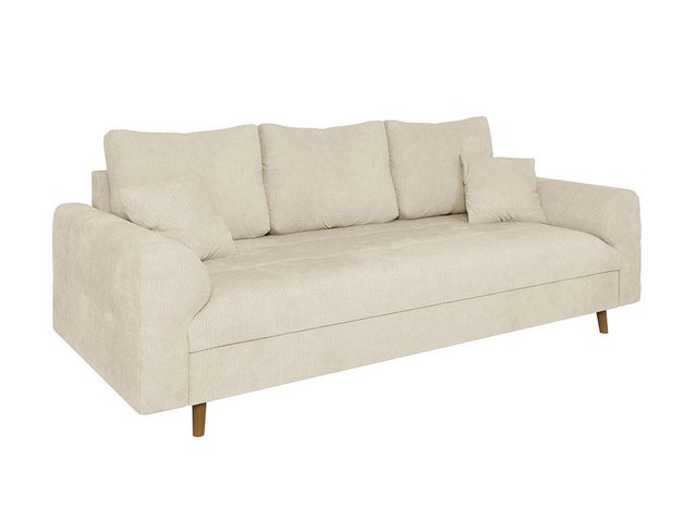 S-Style Möbel Sofa 3 sitzer Kristian mit Braun Holzfüßen aus Chenille-Stoff günstig online kaufen