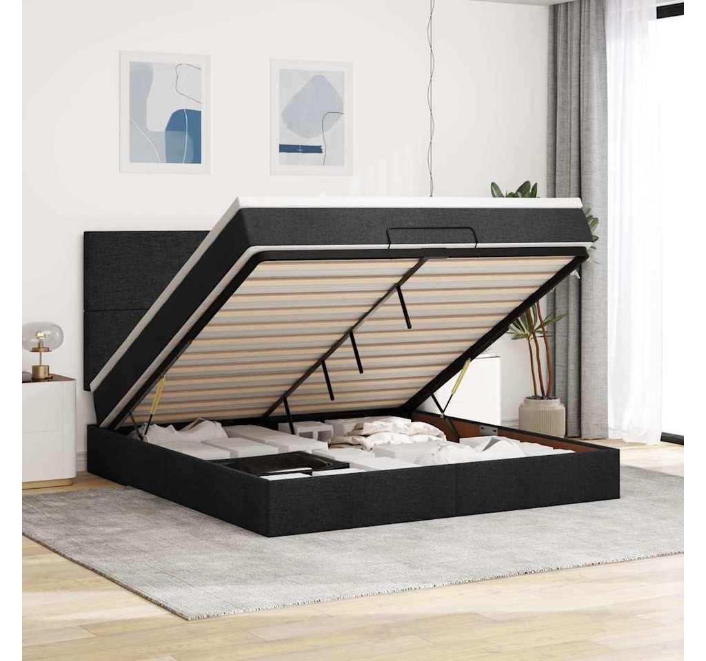 vidaXL Bett, Ottoman-Bett mit Matratze Schwarz 160x200 cm Stoff günstig online kaufen