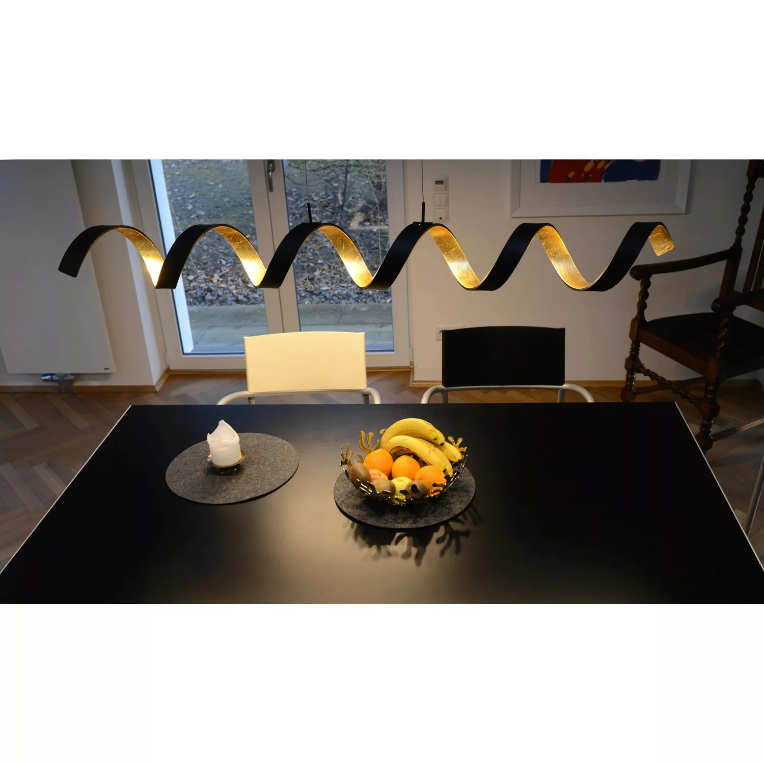 Luce Design LED-Pendelleuchte Helix Schwarz-Gold 120 x 125 x 13,5 cm günstig online kaufen