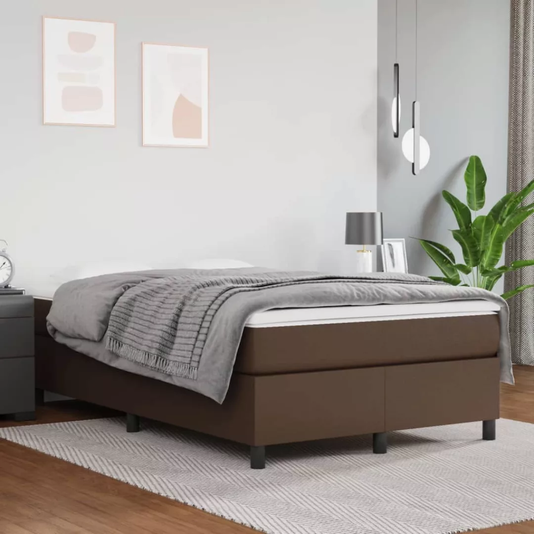 Vidaxl Boxspringbett Mit Matratze Braun 120x200 Cm Kunstleder günstig online kaufen