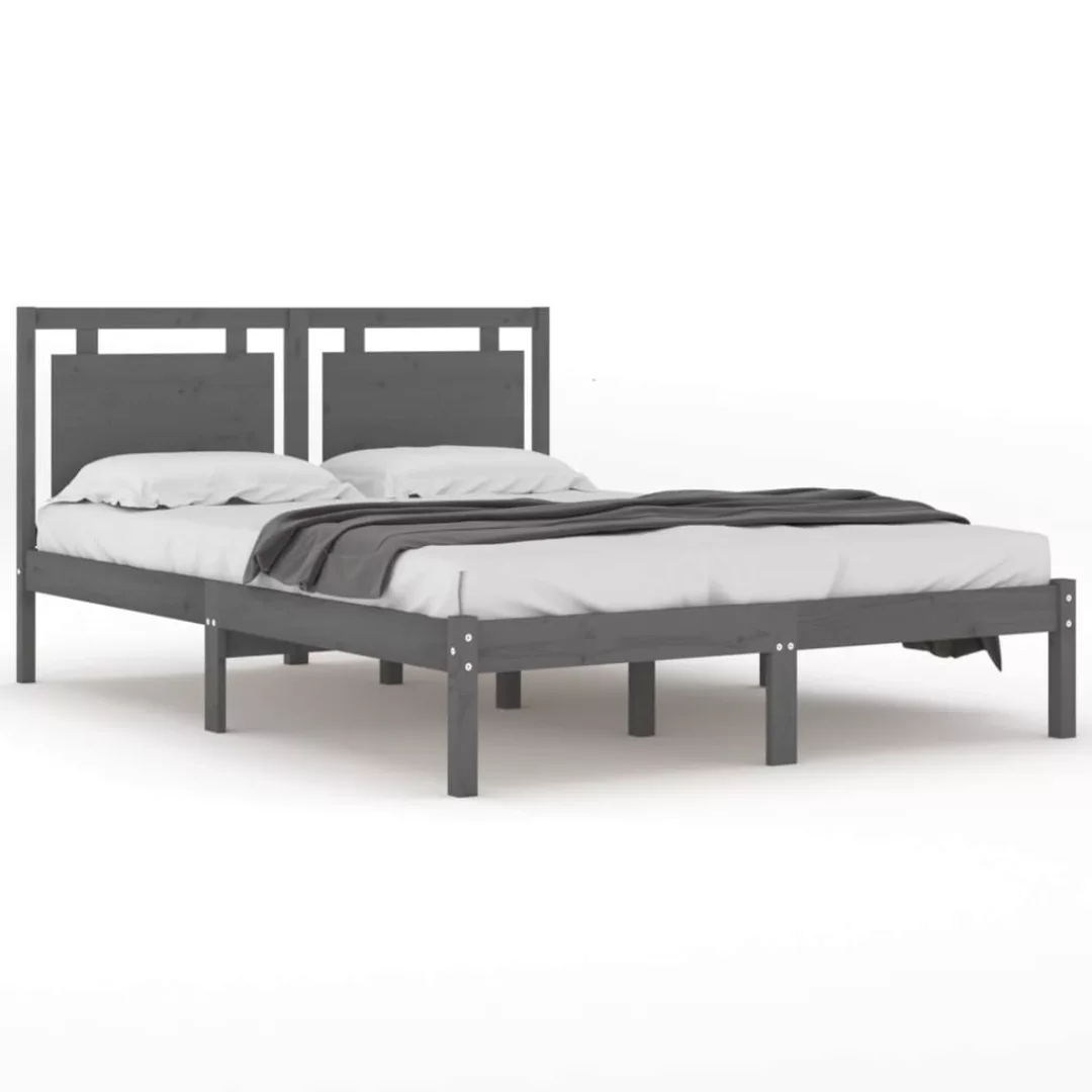 vidaXL Bettgestell Massivholzbett Grau 200x200 cm Bett Bettgestell Doppelbe günstig online kaufen