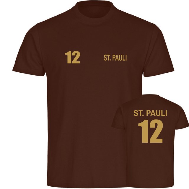 multifanshop T-Shirt Herren St. Pauli - Trikot Nummer 12 gold - Männer günstig online kaufen