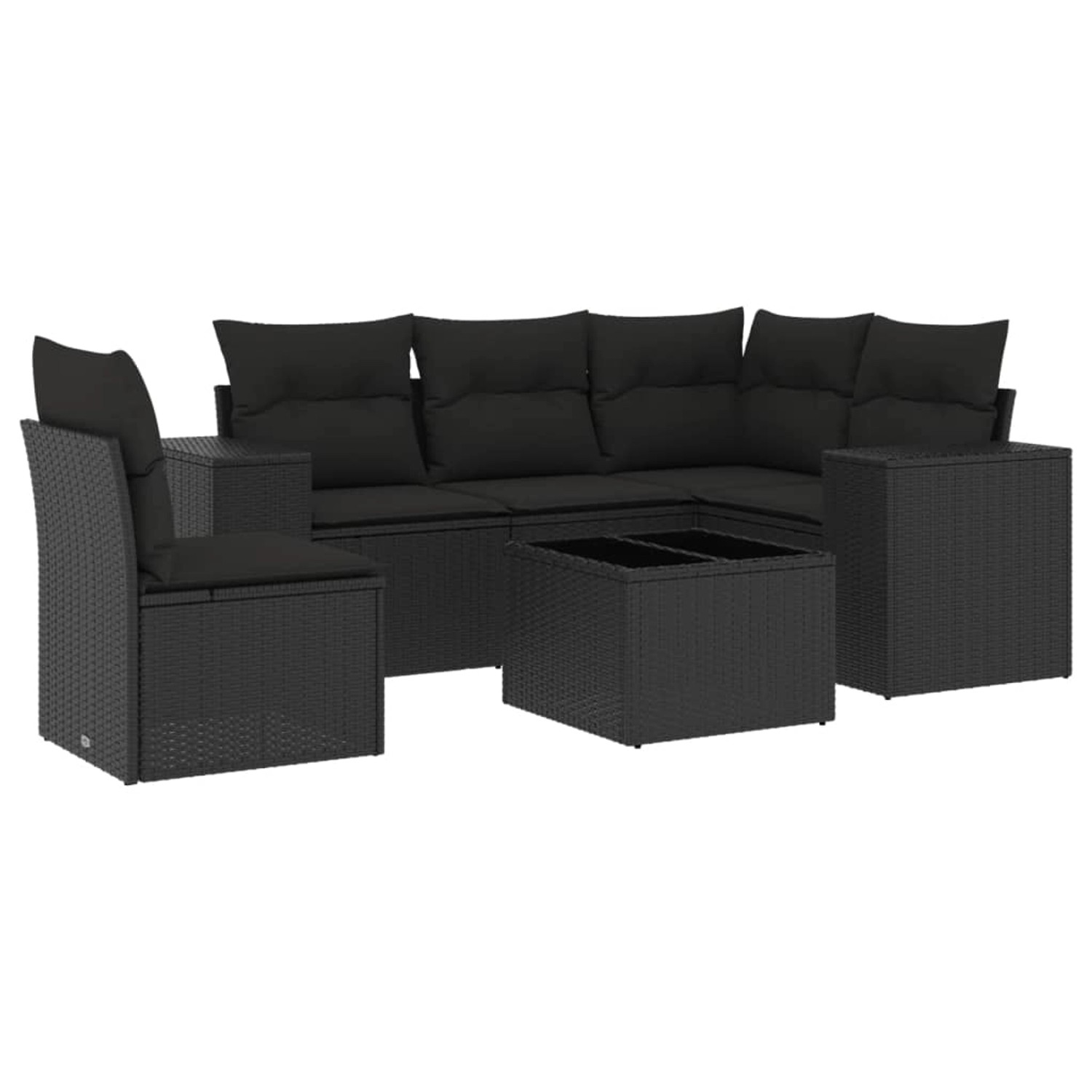 vidaXL 6-tlg Garten-Sofagarnitur mit Kissen Schwarz Poly Rattan Modell 216 günstig online kaufen