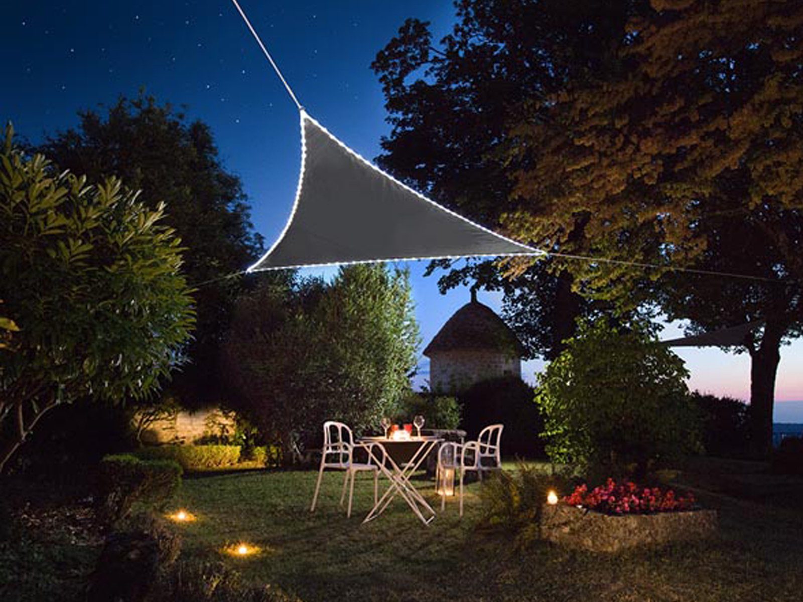 PEREL Sonnensegel, dreieckig Dreiecksegel Solar LED günstig online kaufen