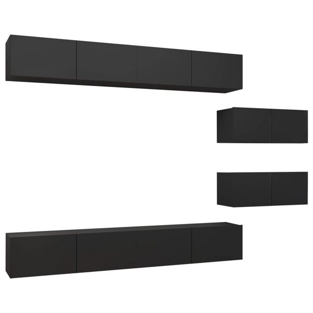 vidaXL TV-Schrank 6-tlg TV-Schrank-Set Schwarz Spanplatte günstig online kaufen