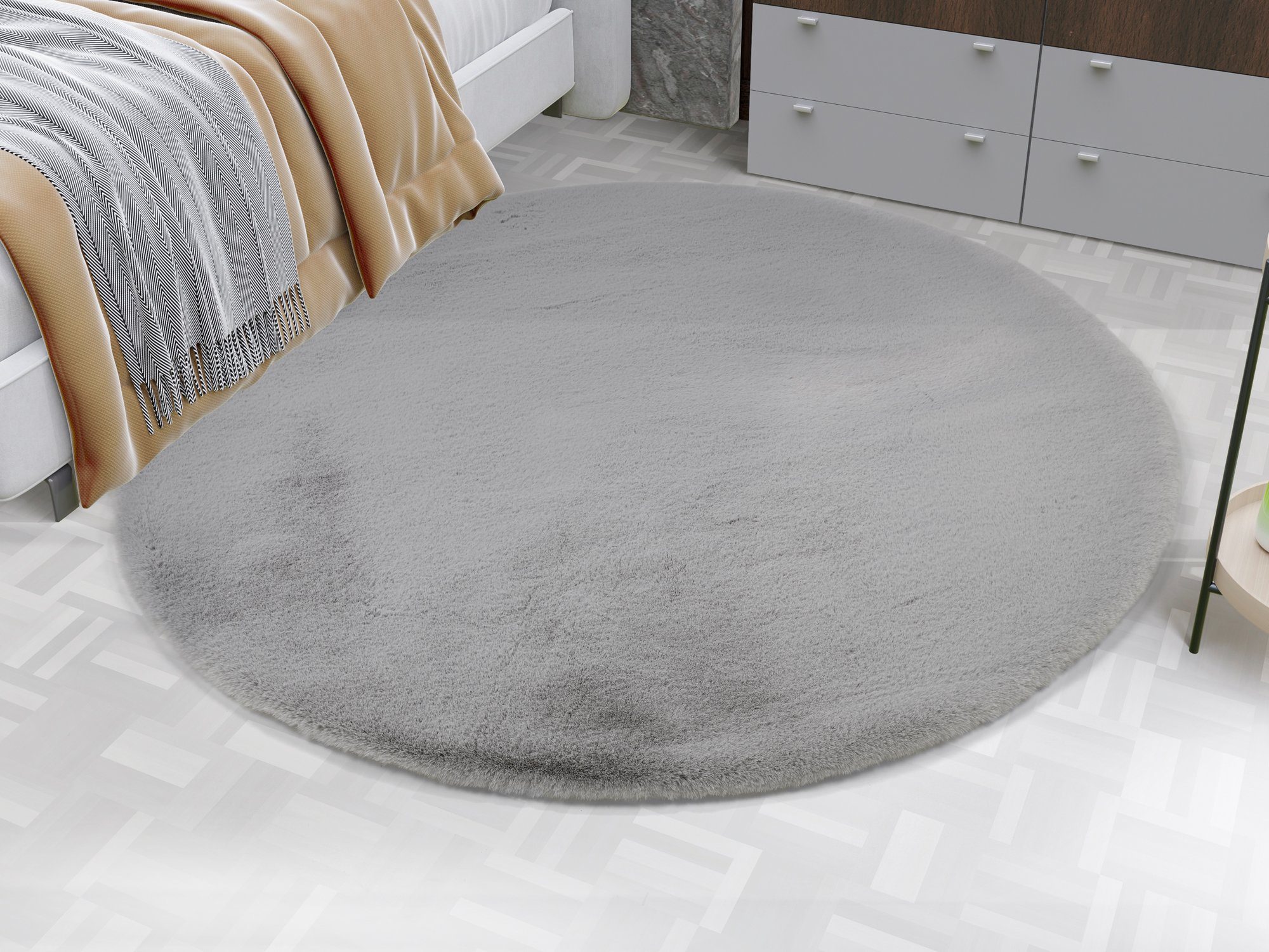 OCI DIE TEPPICHMARKE Teppich »ROCKY SOFT«, rund, 35 mm Höhe, Kunstfell, wei günstig online kaufen