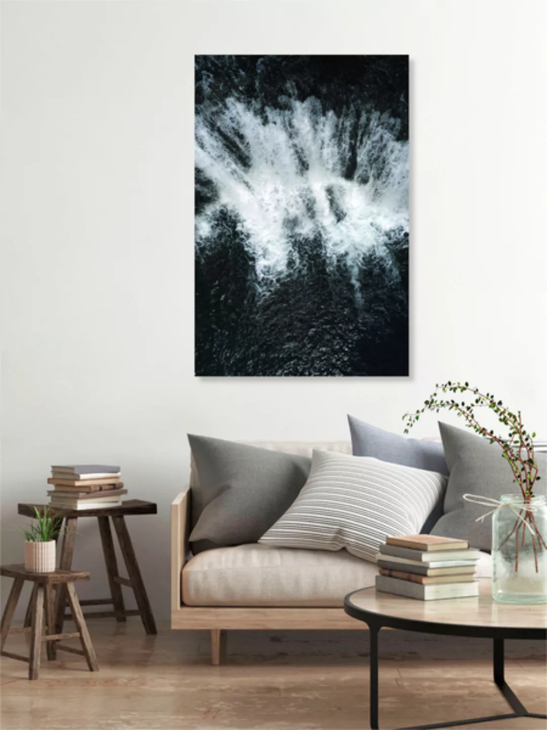 Poster / Leinwandbild - Black And White Water Cascade günstig online kaufen