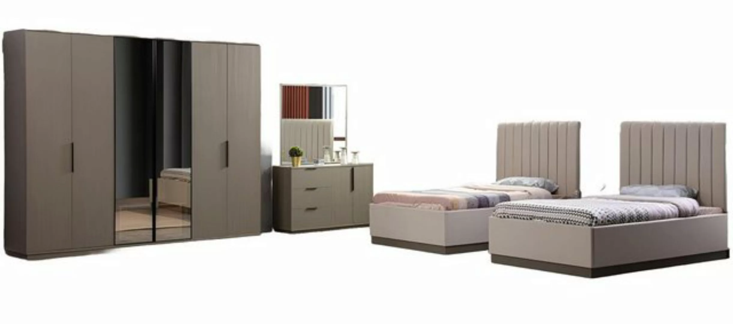 Xlmoebel Bett 5-teiliges Schlafzimmer-Set mit 2 Betten und Nachttisch im (B günstig online kaufen