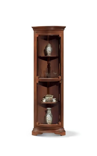 Xlmoebel Eckvitrine Neu Braun Holz Wohnzimmer Eckschrank Vitrine Anrichte M günstig online kaufen