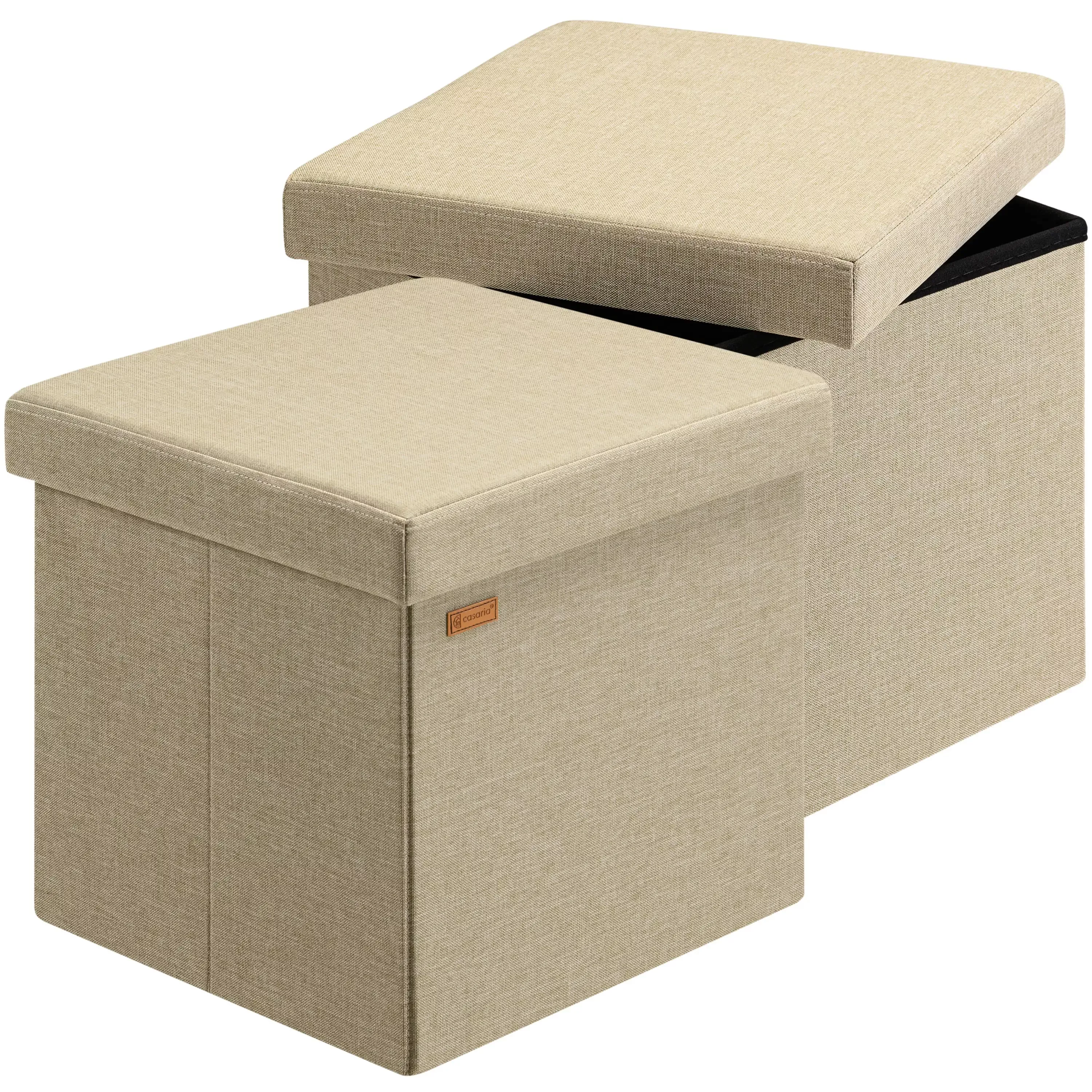 Sitzhocker 2er-Set Beige 40x40x40cm faltbar günstig online kaufen