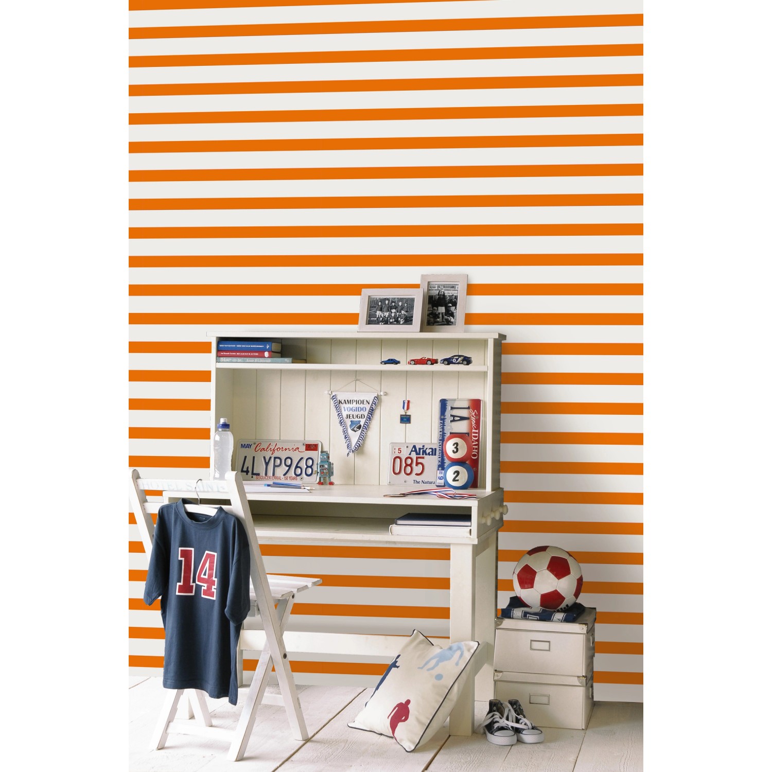 ESTAhome Tapete Streifen Orange und Weiß 53 cm x 10,05 m 115872 günstig online kaufen