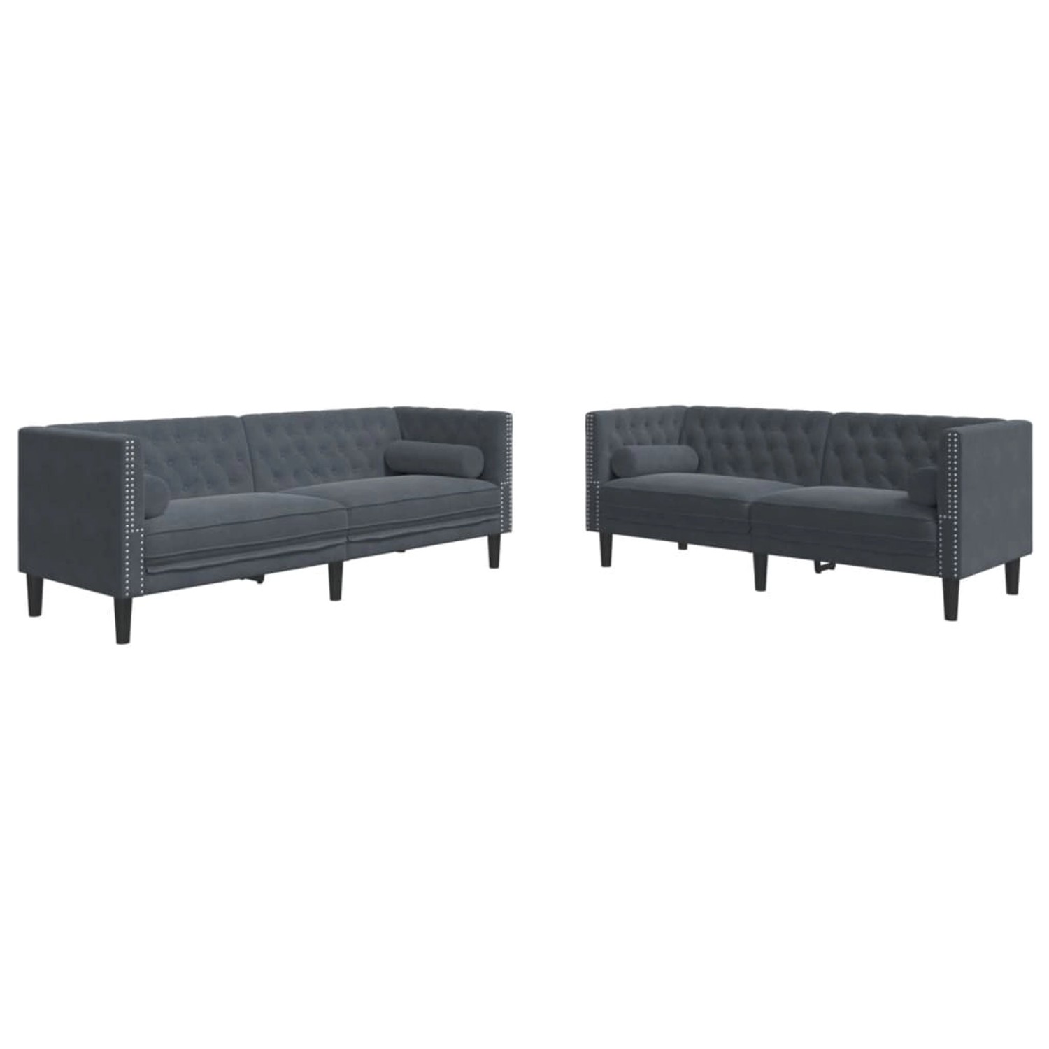 vidaXL 2-Tlg Chesterfield-Sofa-Set mit Nackenrollen Dunkelgrau Samt 2157909 günstig online kaufen