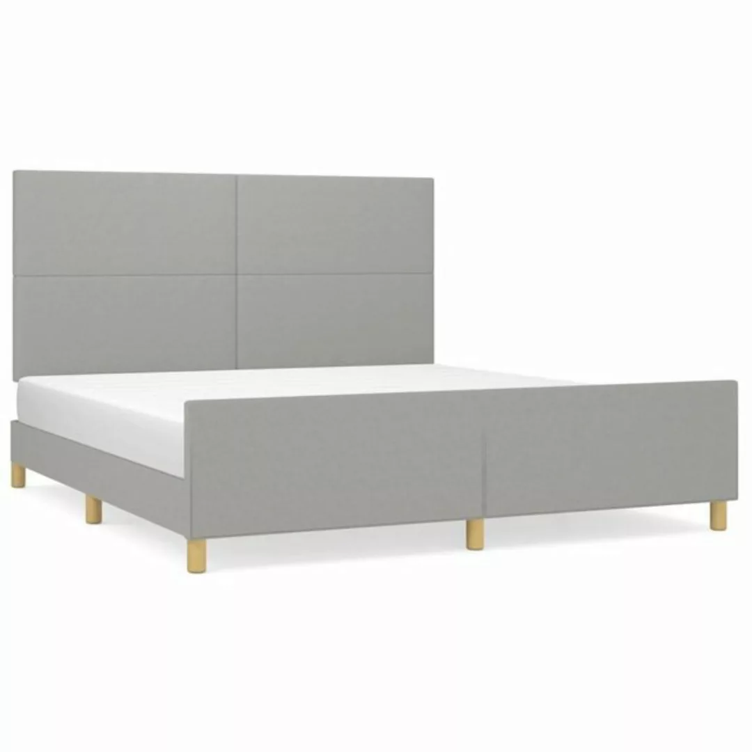 furnicato Bett Bettgestell mit Kopfteil Hellgrau 160x200 cm Stoff günstig online kaufen