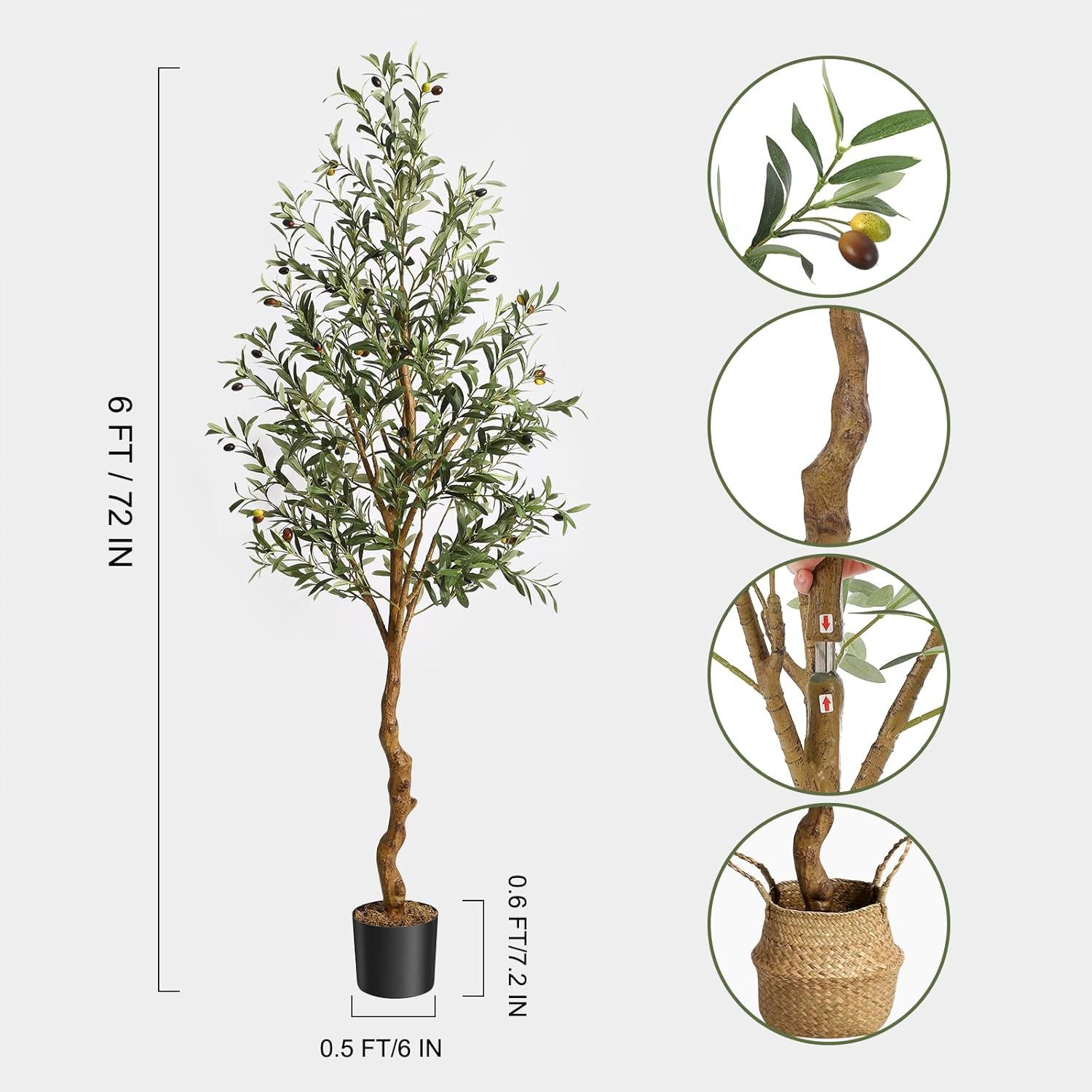 Kunstbaum Künstlicher Olivenbaum,mit mit Korb,Seidenblätter für günstig online kaufen
