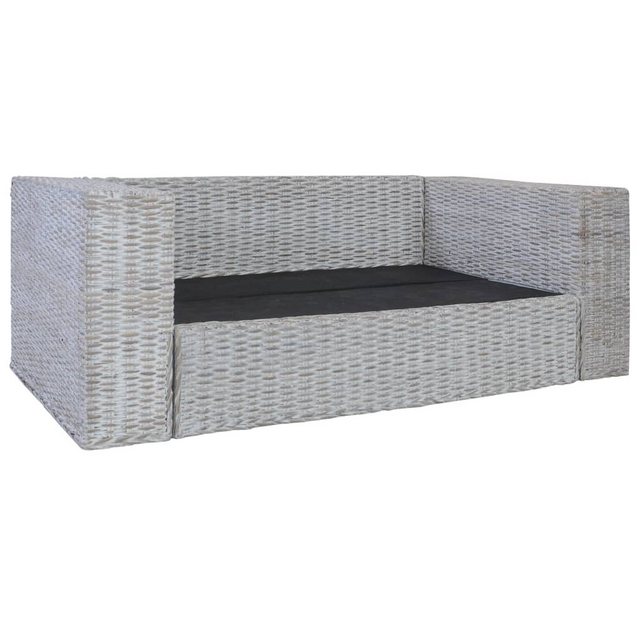 2-sitzer-sofa Mit Polstern Grau Natürliches Rattan günstig online kaufen